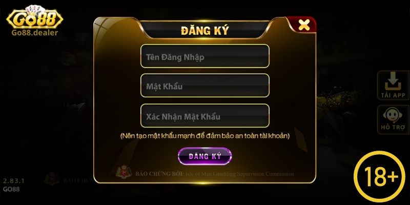 Khi đăng ký Go88 người chơi bắt buộc phải đủ 18 tuổi trở lên